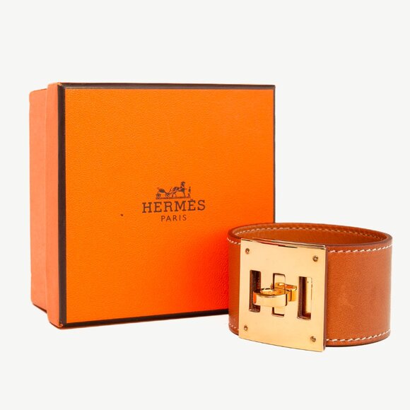 Hermes Kelly Dog Fauve Barenia Leather Bracelet